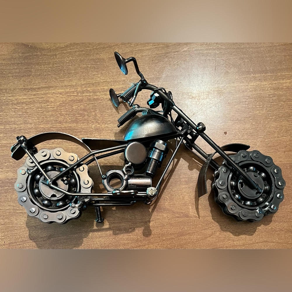 Metal Motorcycle Sculpture